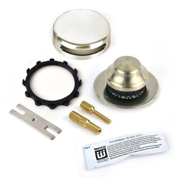 Watco NuFit Foot Act. Bath Stopper w-Grid Strain, Innovator Overflow Silicone, 2-P, Kit, Brushed Nickel 948700-FA-BN-G-2P